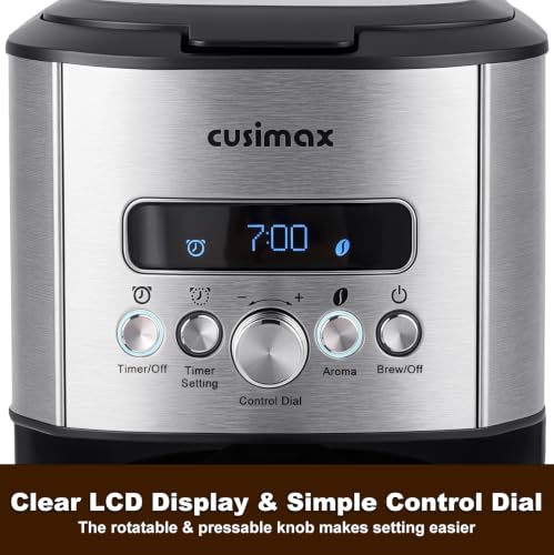 Black Drip Coffee Maker 12-Cup Programmable Coffee Machine with LCD, Timer & Aroma Selector