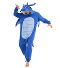 Focupaja Adult Dragon Onesie Pajamas - Medium Blue Animal Cosplay Jumpsuit
