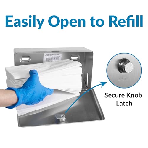 Commercial Wall-Mounted Stainless Steel Paper Towel Dispenser 7-1/8" Knob-Latch