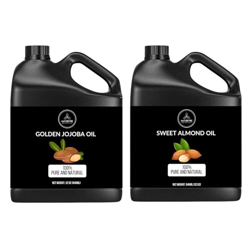 Naturevibe Botanicals Jojoba Oil 32oz and Sweet Almond Oil 32oz | Oil Combo