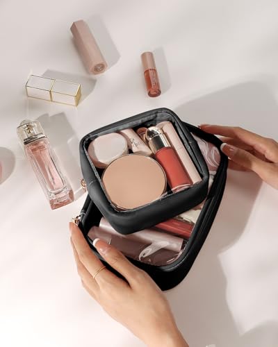 Black Small & Mini Clear Makeup Bag for Travel & Purse - Pocmimut