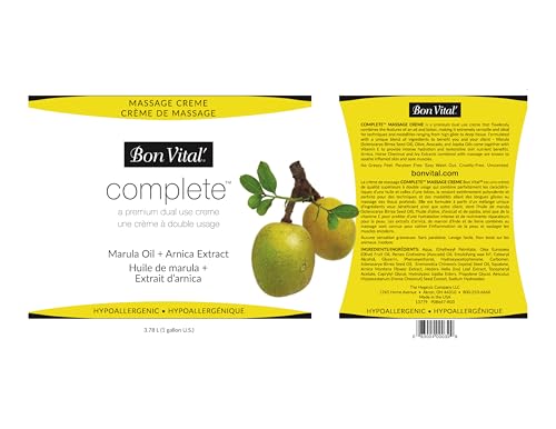 Bon Vital Complete Massage Creme 1 Gallon Unscented Non-Greasy Skin Nourishing