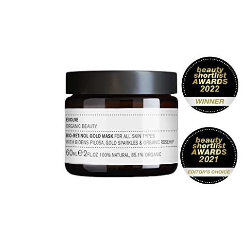 Evolve Organic Beauty - Natural Bio-Retinol Gold Face Mask | Small-Batch, Vegan Clean Beauty (2 oz | 60 mL) Packaging May Vary