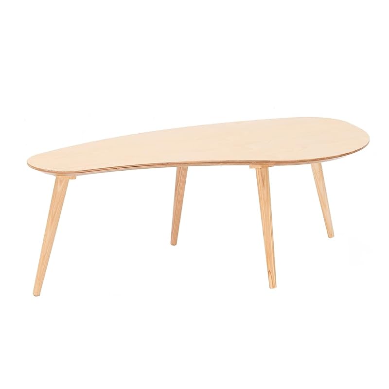 Natural Solid Wood Oval Coffee Table with 4 Removable Legs – 23"D x 48"W x 15"H