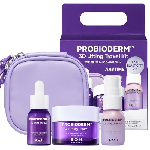 3D Lifting Travel Skincare Set - Firming & Hydrating Kit with Ampoule, Moisturizer & Spray - Travel Essentials & Gift