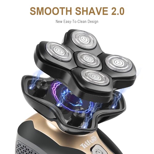 Telfun Gold Detachable Head & Body Electric Shaver - Waterproof Rechargeable Razor