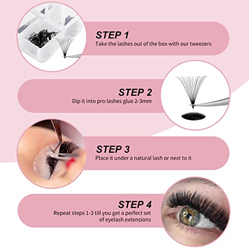Premade Eyelash Extensions Fans 600pcs 20D D Curl 11-18mm Variation of LASH-600pcs-20D-D-11-18Mix