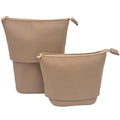 JAZD Convertible Travel Makeup Brush Bag, Stand-Up Brush Holder Pouch For Easy Access, Cosmetic Case Organizer (BEIGE)