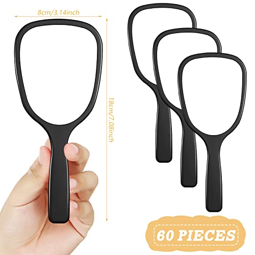 Handheld Mirror with Handle - 60 Pack Black Travel Makeup Mirrors