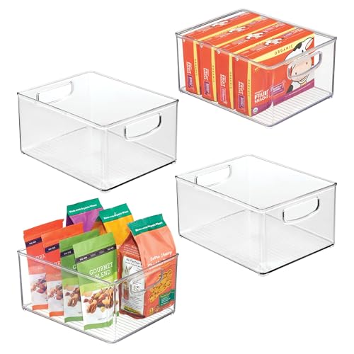 iDesign Stackable Storage Bin with Handles - Clear Set of 4