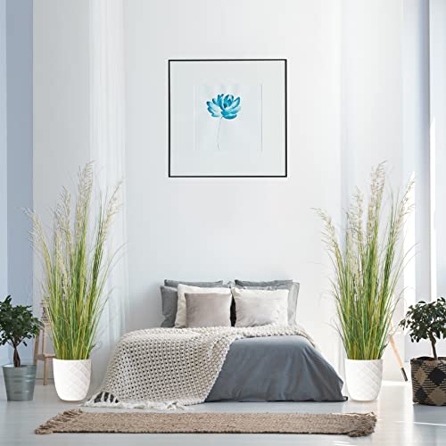 Artificial Plant 4ft Tall - 2 Pack Faux Grass with Flowers for Indoor Decor - Housewarming Gift