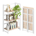 Foldable Bookshelf Storage Rack - 3 Tiers, No Assembly, Vintage Design, 23.6in Wide - Natural White