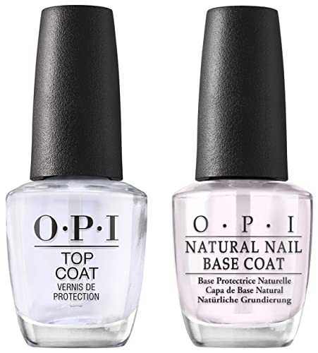 OPI Nail Polish Top and Base Coat - High-Gloss Protective Shine 0.5 Fl Oz