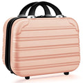 Pink 14-Inch Hard Shell Makeup Train Case Portable Cosmetic Suitcase