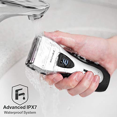 YASUN Foil Shaver - Electric Razor, Wet/Dry IPX7 Waterproof, Pop-up Beard Trimmer, Cordless Rechargeable Mens Razor - YS5800 Silver & Black