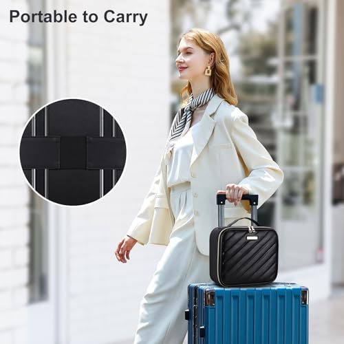 Pretty Comy Travel Makeup Bag with Led Mirror, Portable Makeup Train Case Led Makeup Bag with Mirror Makeup Organizer Bag Travel Organizer Bag Makeup Case Ideal Gifts for Mom Women