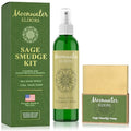 Smudge Spray Bundle - White Sage Smudge Spray and Sage Soap for Cleansing Negativity, Smokeless Smudging Kit to Support Positive Aura, and Cleansing Negative Energy-8oz by Moonwater Elixirs