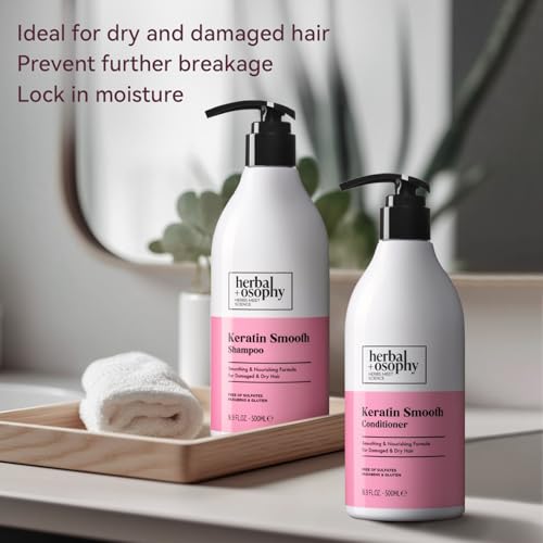 Herbalosophy Keratin Shampoo & Conditioner Set - Nourishing & Repairing for Damaged Hair - Keratin Set