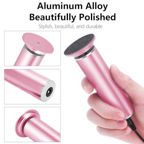 Electric Foot File Callus Remover for Feet, Adjustable Speed Foot Sander Grinder Professional Pedicure Tools for Dead Skin Heel Calluses with Replaceable Sandpaper Discs (Upgraded FCR-1 Pink)