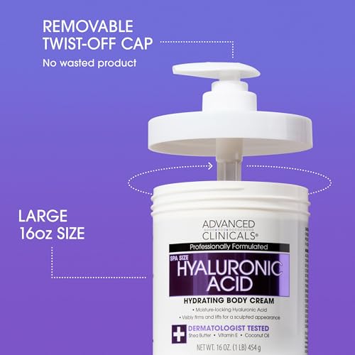 Hyaluronic Acid Body Moisturizer with Vitamin E - Hydrating Lotion for Dry Skin, Wrinkles & Aging - 16oz, 2-Pack