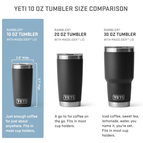 YETI Rambler 10 oz Tumbler - Stainless Steel, Vacuum Insulated, MagSlider Lid - Big Sky Blue
