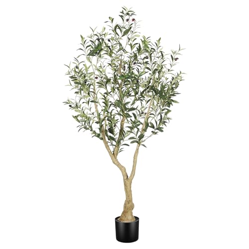 Artificial Olive Tree 5ft with Large Branches & Lifelike Fruits - Black Pot