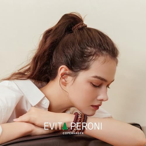 EVITA PERONI Burnt Rose Blush Hair Ties 12 Pack for Thick Hair, Secure Hold