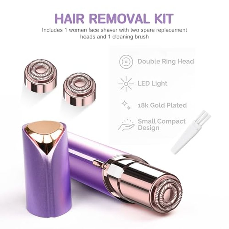 6 PCS Replacement Heads,1 PC Women Facial Hair Removal Device Battery Operated