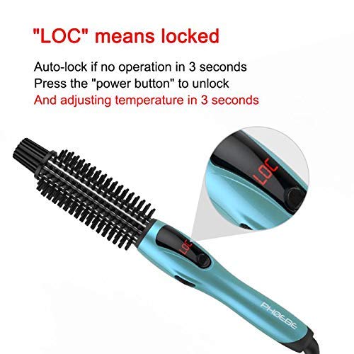 PHOEBE Curling Iron Brush Anti-Scald Bristles Instant Heat Up Dual Voltage Ceramic Tourmaline Ionic Hair Curling Wand for All Hair Types (1 Inch)