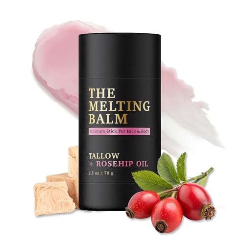 Moisturizer Stick for Face & Body - Tallow & Rosehip Oil, 2.5 oz - Hydrating Balm for Dry Sensitive Skin