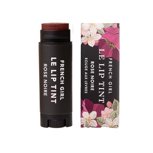 French Girl Organics Le Lip Tint Rose Noire - Hydrating Organic Lip Balm with Sheer Buildable Color, Vegan & Cruelty-Free