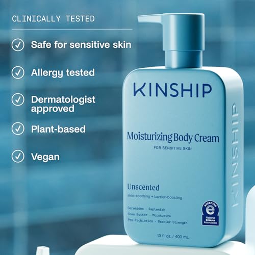 Kinship Gentle Moisturizing Body Lotion for Sensitive & Dry Skin | Eczema Relief Cream | Fragrance-Free Hydrating Cream | Shea Butter Unscented Lotion, 13 oz