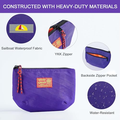 Rough Enough Small Cosmetic Bag for Travel & Daily Purse | Leak-Resistant Organization with YKK Zipper, Compact Toiletry Pouch for Women Purple