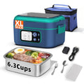 Blue Cordless Heated Lunch Box for Adults XL 6.3 Cups Smart Self-Heating Food Warmer
