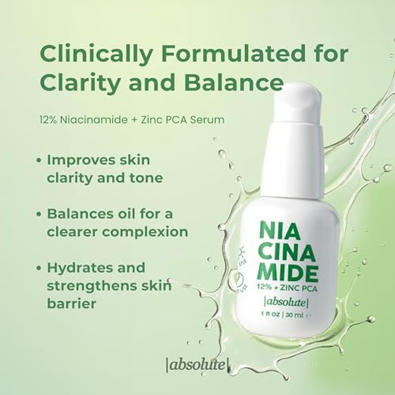 Absolute 12% Niacinamide + 1% Zinc PCA Serum ? Oil Balancing Serum for Refined-Looking Skin