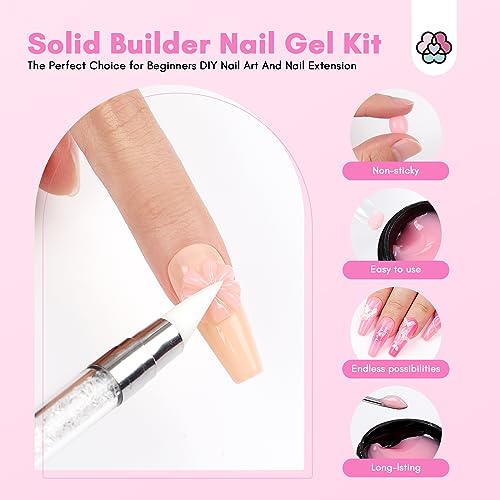 SAVILAND Solid Gel Builder: 6 Colors 3D Nail Gel No-Sticky Hand Nail Extension Sculpting Gels for Nails Art for Carving DIY at Home for Beginners