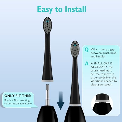 ZoCCee Charcoal Spiral Replacement Brush Heads for Waterpik Sonic Fusion 2.0 - 5 Pack Hard Bristles