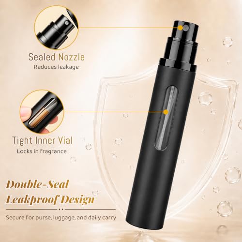 Refillable Perfume Atomizer 10ml Travel Bottle - Black, Gold & Grey