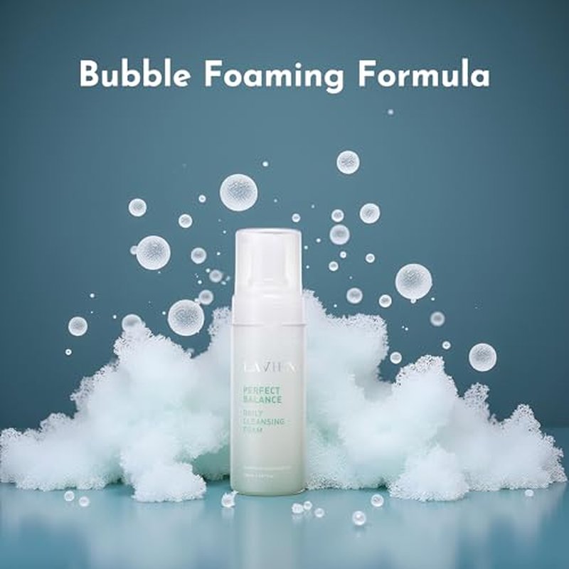 LAVIEN Perfect Balance Daily Cleansing Foam - Face Wash, Mild Bubble Foam Cleanser, Makeup Remover, All Skin Types - 5.97 Fl Oz. (150ml) Bottle