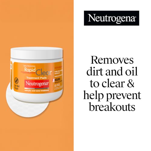 Neutrogena Rapid Clear Acne Face Pads 3 Pack of 60 Count - Maximum Strength