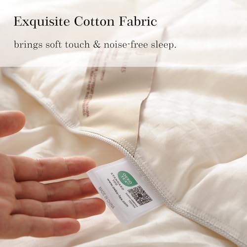 Lightweight Wool Comforter Twin 68x88 Inches - White, Summer Bedding with 120gsm Australian Wool