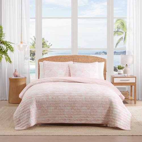 Queen Lightweight Cotton Quilt Set - Tropical Inspired Bedding with Shams
