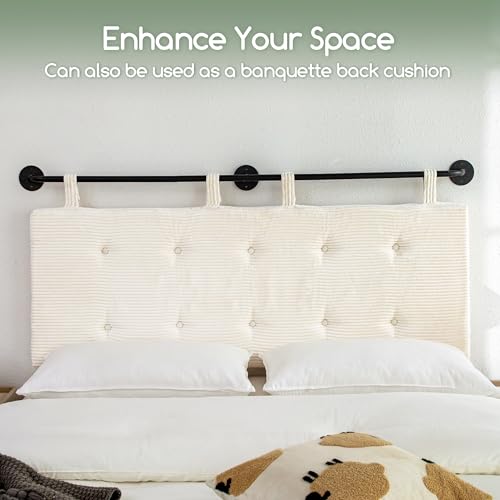 HIGOGOGO Queen Size Wall-Mounted Headboard Beige with Button Tufting