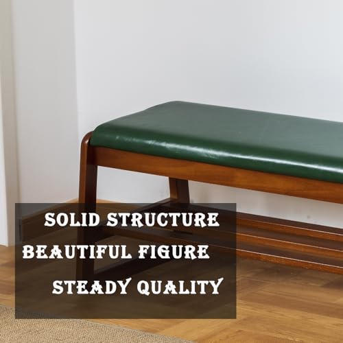 Solid Wood Shoe Bench with Cushion - Green, 31.5 Inch Entryway Organizer