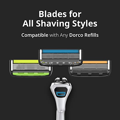 Dorco Pace 4 Pro Razor Handle & 10 Cartridge Pack - Men’s 4-Blade Shaving System