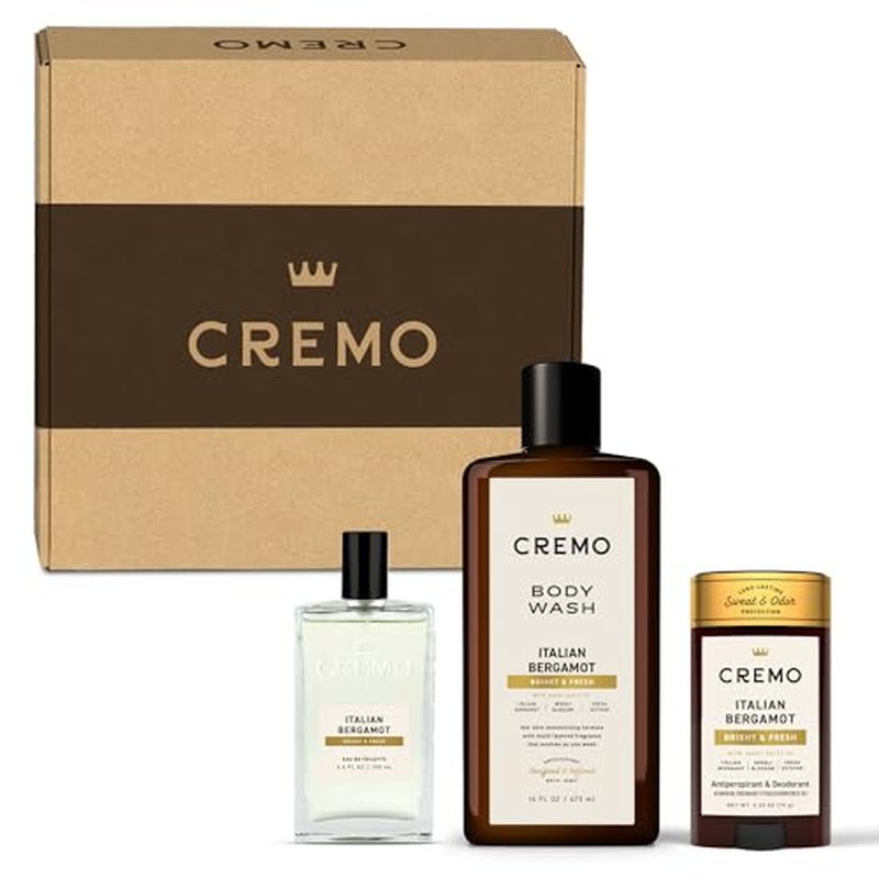 Cremo Mens Cologne Gift Set, Italian Bergamot ? Cremo Cologne, Body Wash for Men & Antiperspirant Deodorant | Mens Body Wash Gift Set, Perfume for Men, Shower Gel, Gifts for Him, Full Size