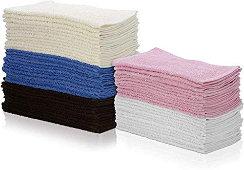 SIMPLI-MAGIC 79264 Cotton Washcloths, Size: 12”x12”, Multi Color, 50 Pack
