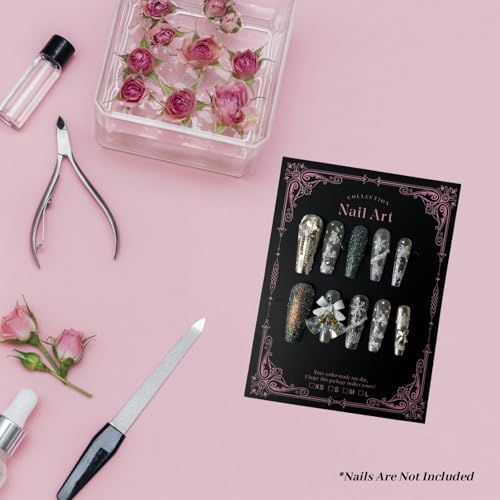 Press On Nail Packaging Kit for Long Nails ? Y2K 50 Display Cards with Bags & Tape ? Nail Tech Supplies for for Gothic & Baddie Nailfies Nail Salon Studio Manicure Business(Black, 3.54*4.7)