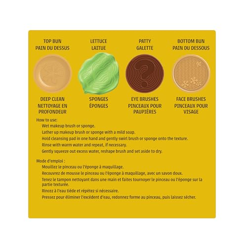wet n wild SpongeBob Sponge & Brush Cleansing Pads, Flexible Silicone Cleaning Surface, Deep-Cleans All Brush Sizes ? Krabby Patty