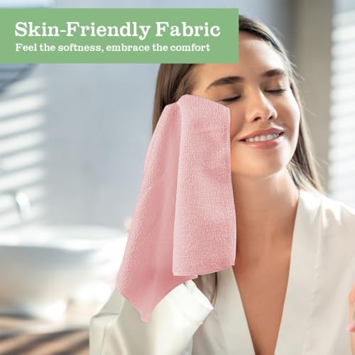Washcloths - 20 Pack - Face Towels (12" x 12"), Highly Soft Wash Cloths and Hand Towels, Fast Drying Multi-Purpose Microfiber Cleansing Cloths for Bathroom, Hotel, Spa, and Salon - Pink